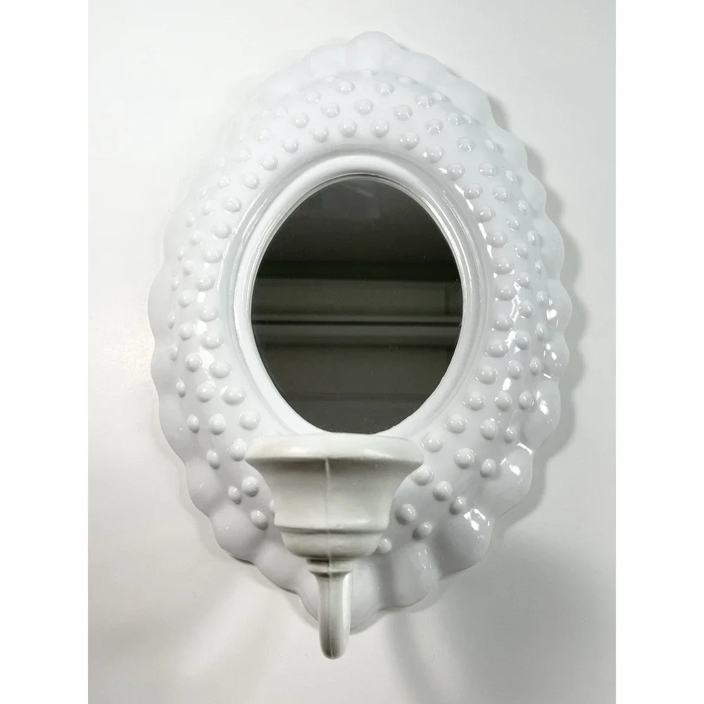 Vtg 1984 Burwood Hobnail Plastic Mirror‎ Wall Sconces Candle Holders Set Of 5